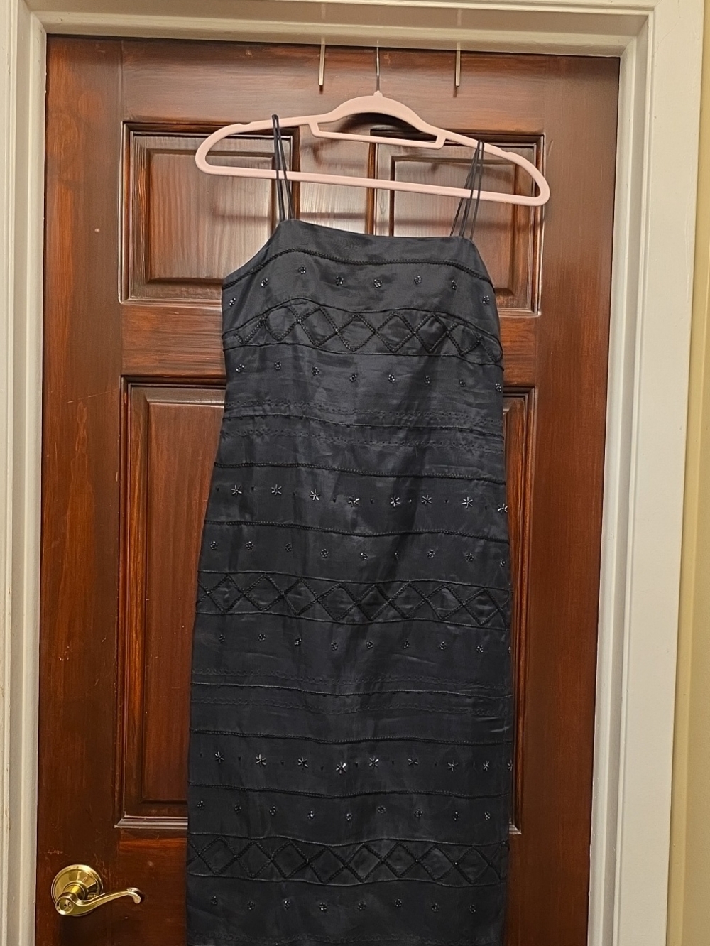 Loft Women's Black Beaded Slip Dress In Size 2P